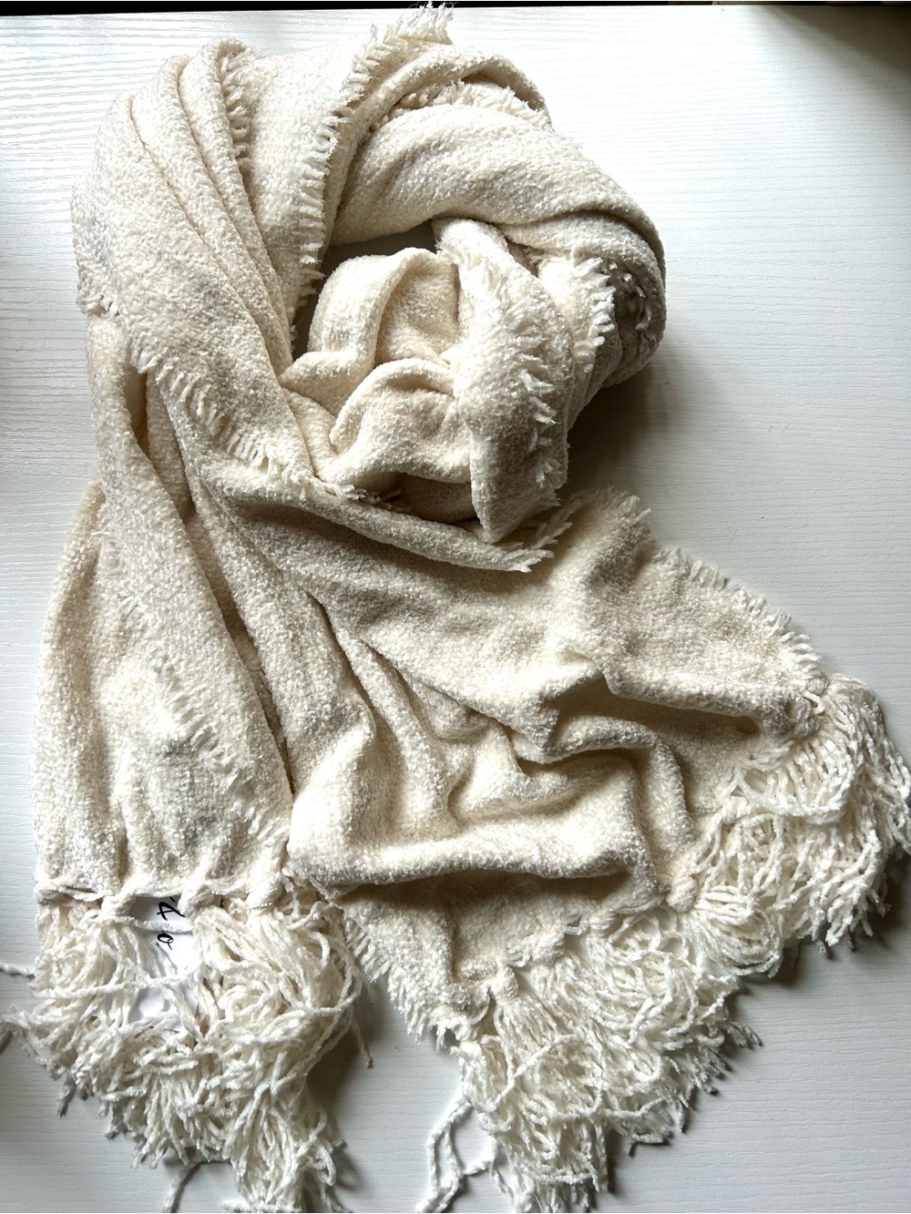 NWT Style & Co. Ivory Textured Fringe Scarf